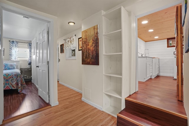 34 Argyle St, Lake Peekskill, NY 10537 - hallway featuring light wood-style flooring, recessed lighting, and baseboards