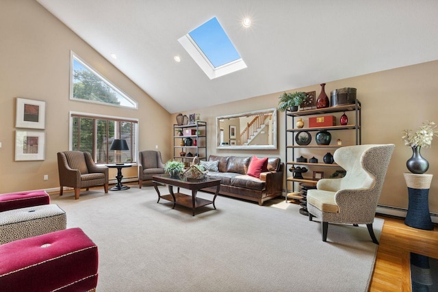 226 Briarwood Dr, Somers, NY 10589 - living area featuring a skylight and high vaulted ceiling