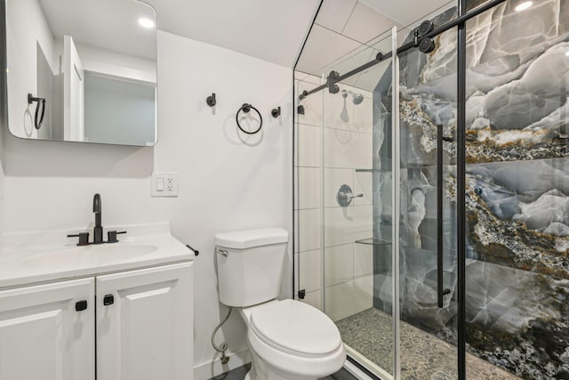 1293 Pulaski Rd, East Northport, NY 11731 - bathroom featuring toilet, a stall shower, and vanity