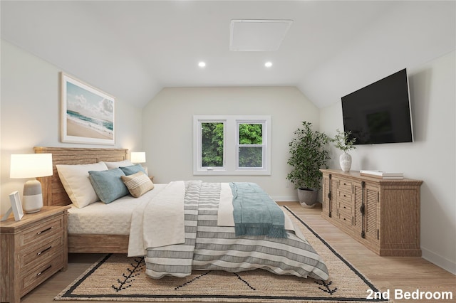 1293 Pulaski Rd, East Northport, NY 11731 - bedroom featuring light wood finished floors, recessed lighting, and lofted ceiling