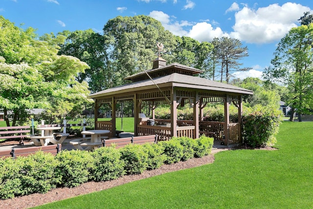 305C Torquay Court, Ridge, NY 11961 - view of property's community with a gazebo, a yard, and view of wooded area
