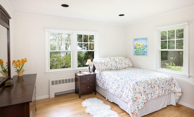 15 Rayson Ln, Dobbs Ferry, NY 10522 - bedroom with radiator, multiple windows, light wood-style floors, and crown molding