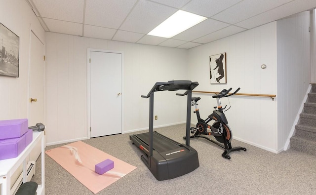 15 Rayson Ln, Dobbs Ferry, NY 10522 - workout area featuring a paneled ceiling and carpet