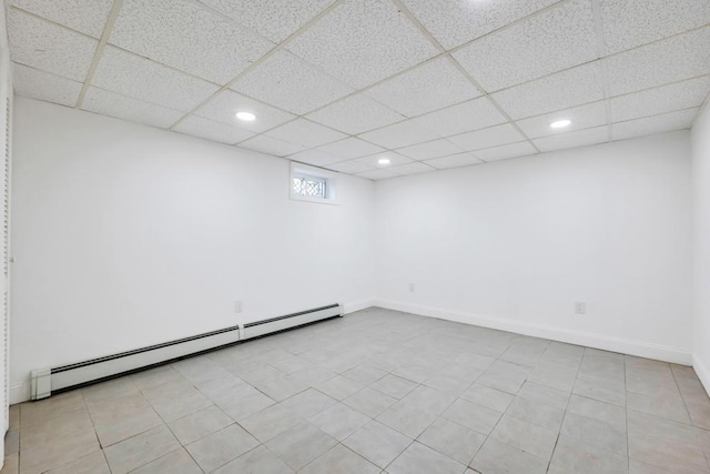 7 Argyle Dr, Shirley, NY 11967 - unfurnished room with a baseboard heating unit, recessed lighting, and a paneled ceiling