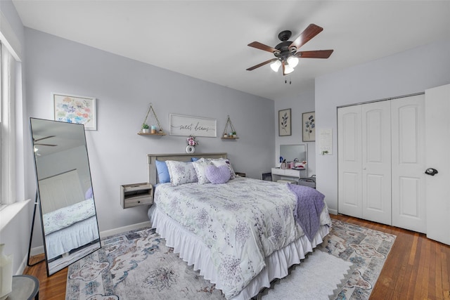 472 Gramatan Ave Unit Dd3, Mount Vernon, NY 10552 - bedroom featuring a closet, wood finished floors, and ceiling fan