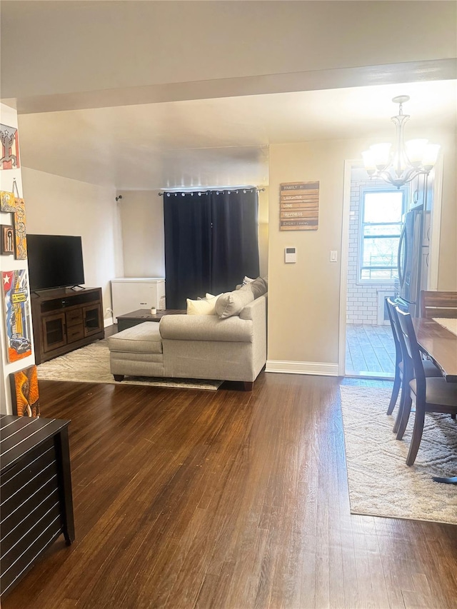 1475 Thieriot Ave Unit 6E, Bronx, NY 10460 - living area with a chandelier, dark wood-style floors, and baseboards