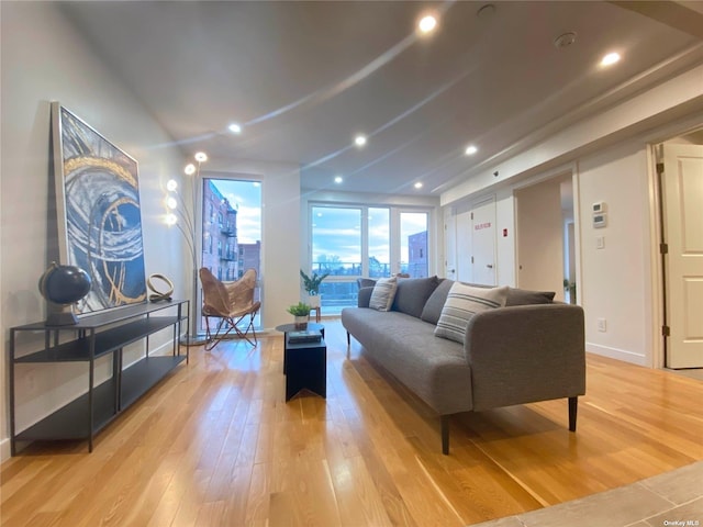 4223 Parsons Blvd Unit 1E, Flushing, NY 11355 - living area with light wood-type flooring, recessed lighting, and baseboards