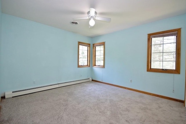 4 Andrew Ct, Florida, NY 10921 - unfurnished room featuring a baseboard radiator, carpet floors, ceiling fan, and baseboards