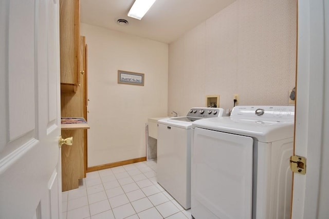 4 Andrew Ct, Florida, NY 10921 - laundry area with washer and clothes dryer, light tile patterned floors, and baseboards