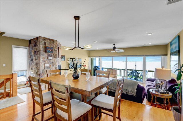 4 Waters Edge Unit 4, Shirley, NY 11967 - dining area featuring light wood-style floors, a ceiling fan, and recessed lighting