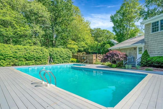 7 Sandpiper Ct, Shoreham, NY 11786 - view of swimming pool with a wooden deck