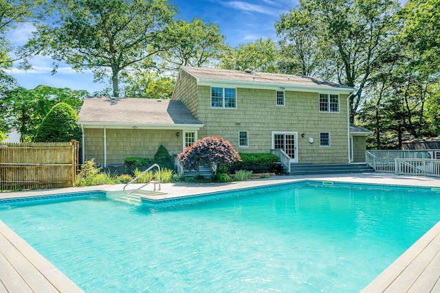 7 Sandpiper Ct, Shoreham, NY 11786 - view of pool featuring a wooden deck and entry steps