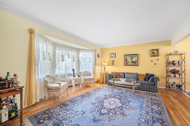 1448 Dewey Ave, North Bellmore, NY 11710 - living area featuring crown molding and wood finished floors