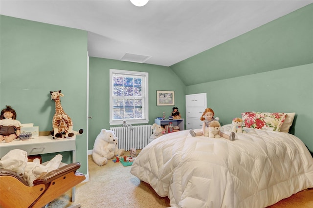 195 Loines Ave, Merrick, NY 11566 - carpeted bedroom featuring lofted ceiling and radiator heating unit
