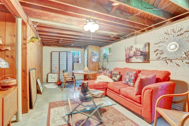 195 Loines Ave, Merrick, NY 11566 - living room with concrete floors