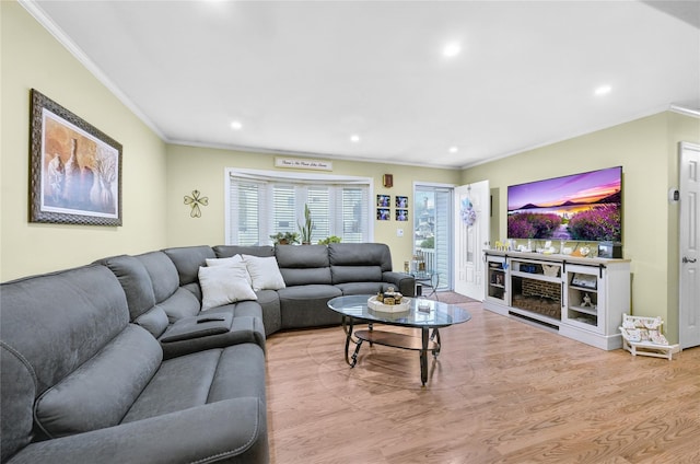 56 15th Ave, West Babylon, NY 11704 - living area with crown molding, recessed lighting, and wood finished floors