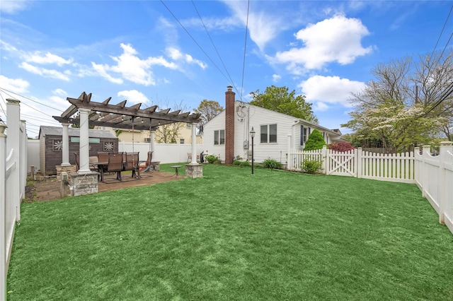 56 15th Ave, West Babylon, NY 11704 - rear view of property with a pergola, a patio, an outdoor structure, and a gate