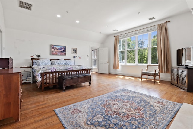 61 Carolyn Pl, Chappaqua, NY 10514 - bedroom with light wood-type flooring, lofted ceiling, baseboards, and recessed lighting