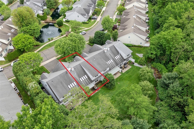 124 Pond View Dr Unit 317, Port Washington, NY 11050 - aerial view of residential area with property boundaries highlighted and a nearby body of water