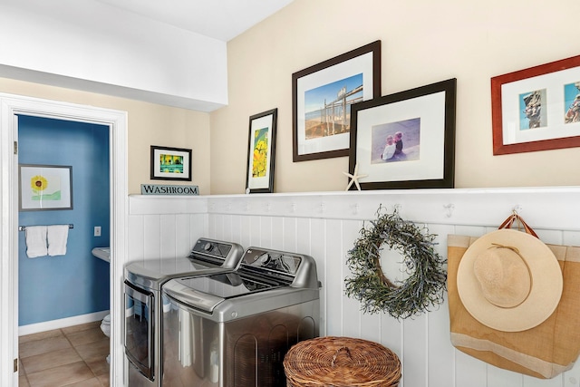 38 Maple Ave, Northport, NY 11768 - laundry area featuring washer and dryer and tile patterned floors