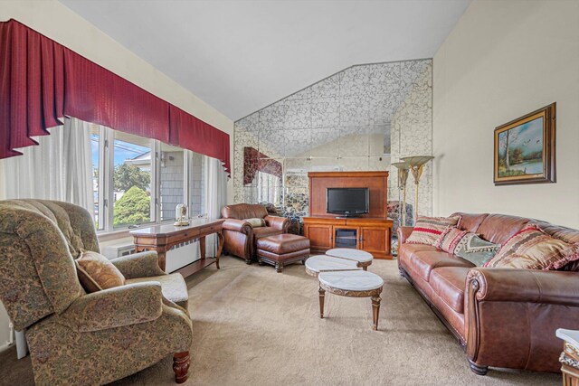 116 Intervale Ave, Farmingdale, NY 11735 - living area with carpet floors and vaulted ceiling