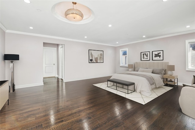 2854 Whaleneck Dr, Merrick, NY 11566 - bedroom with recessed lighting, wood finished floors, ornamental molding, and baseboards