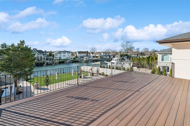 2854 Whaleneck Dr, Merrick, NY 11566 - wooden deck with a water view, a residential view, and a boat dock