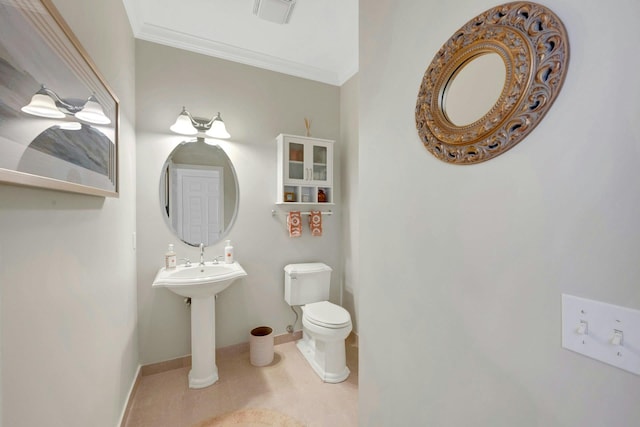 3 Vista Dr, Baldwin Place, NY 10505 - bathroom featuring toilet and ornamental molding