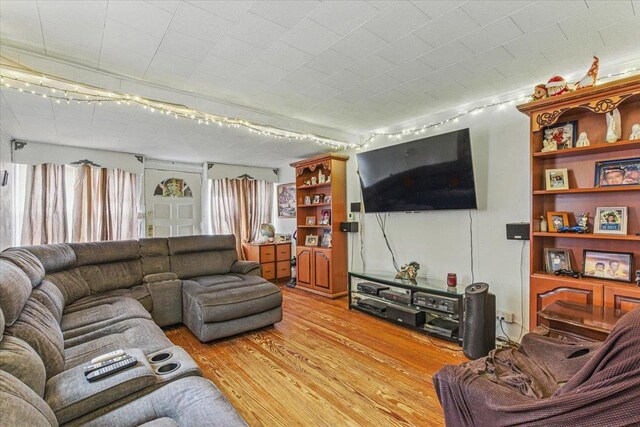 111-38 114th St, South Ozone Park, NY 11420 - living room with light wood-type flooring and rail lighting