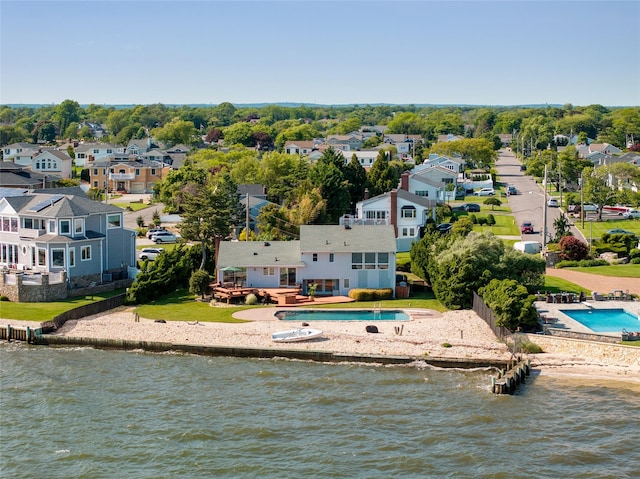 167 Secatogue Ln W, West Islip, NY 11795 - aerial view of residential area with a pool area and a large body of water