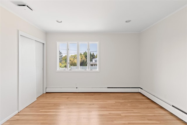 167 Secatogue Ln W, West Islip, NY 11795 - unfurnished bedroom with ornamental molding, light wood finished floors, a closet, and recessed lighting