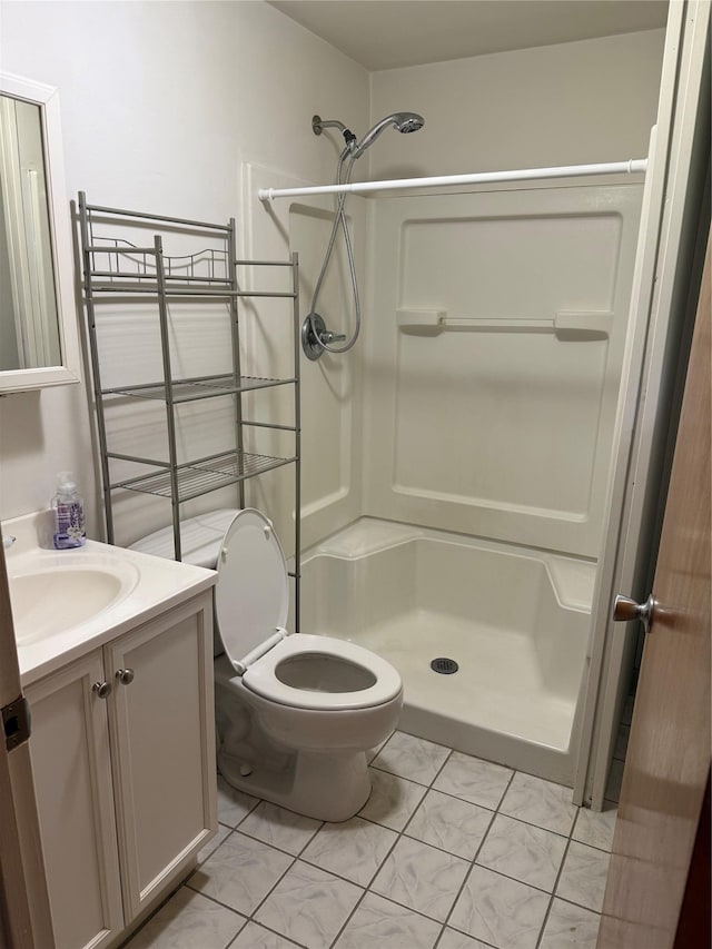 1546 Denning Rd, Claryville, NY 12725 - full bathroom featuring a shower stall, vanity, marble finish floors, and toilet