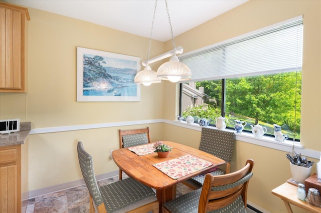 298 Heritage Hls Unit A, Somers, NY 10589 - dining space featuring baseboards, stone finish floors, and a baseboard radiator