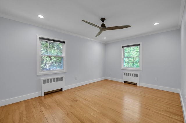 56 Washington Ave, Garden City, NY 11530 - empty room with radiator heating unit, ceiling fan, baseboards, crown molding, and recessed lighting