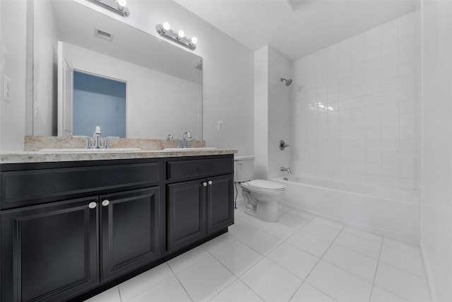 19 Woodrose Ct, Middletown, NY 10940 - bathroom featuring double vanity, toilet, tile patterned flooring, and shower / bath combination