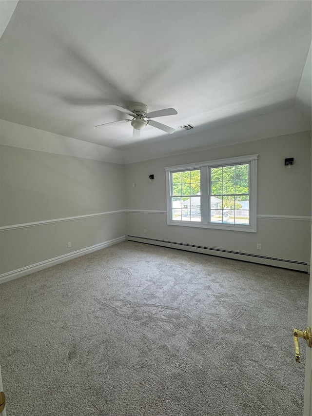 20 Frost Valley Rd, Mount Sinai, NY 11766 - spare room with ceiling fan, carpet floors, a baseboard heating unit, and baseboards