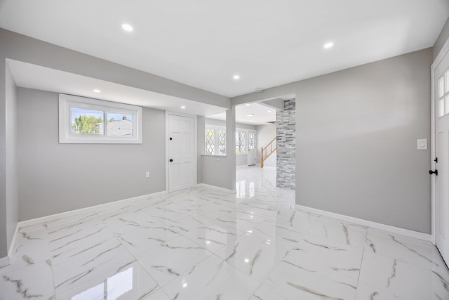 2 Starlight Ln, Levittown, NY 11756 - entryway with baseboards, plenty of natural light, recessed lighting, and light marble finish floors