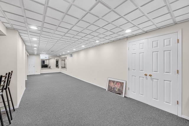 8 Tecumseh Ct, Commack, NY 11725 - below grade area featuring recessed lighting, dark colored carpet, and baseboards