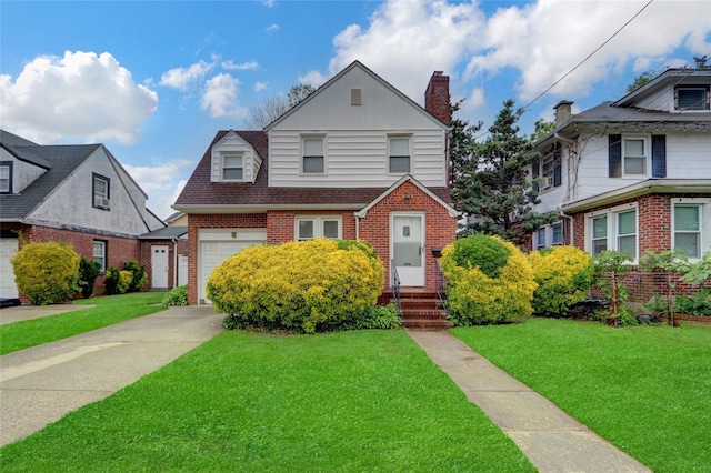 62 Herman Blvd, Franklin Square, NY 11010 - view of front facade featuring brick siding, concrete driveway, and a front lawn