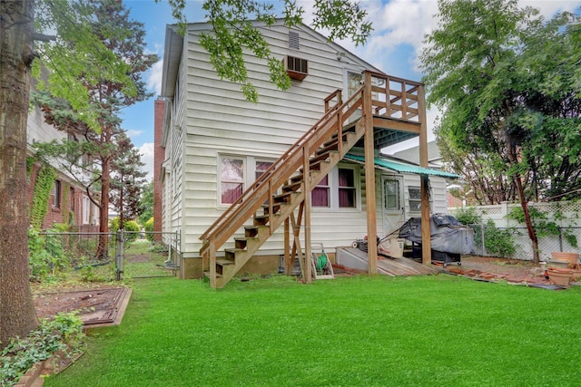 62 Herman Blvd, Franklin Square, NY 11010 - rear view of property with stairway, a gate, and a wooden deck