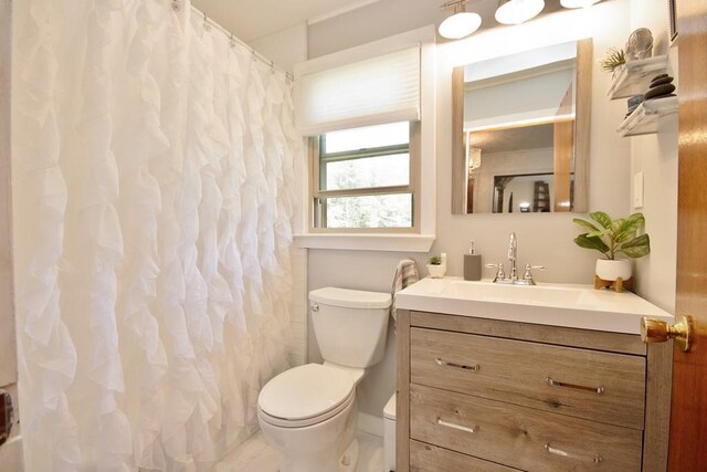 3060 State Route 17b, Cochecton, NY 12726 - bathroom featuring vanity, toilet, and shower / bath combo with shower curtain