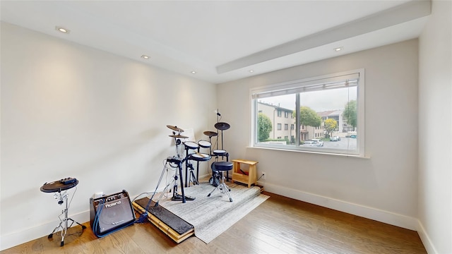 5-16 115th Unit C, College Point, NY 11356 - workout area with baseboards, wood finished floors, and recessed lighting