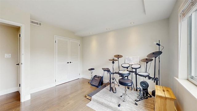 5-16 115th Unit C, College Point, NY 11356 - workout area with wood finished floors, recessed lighting, and baseboards