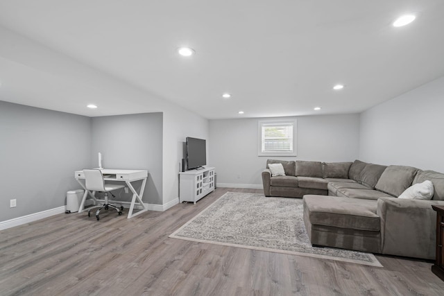 30 Salem Ridge Dr, Huntington, NY 11743 - living area with wood finished floors, baseboards, and recessed lighting