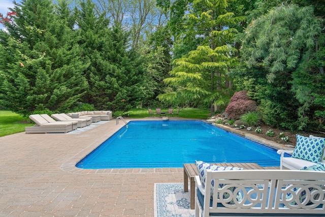 30 Salem Ridge Dr, Huntington, NY 11743 - swimming pool with a patio area and an outdoor living space