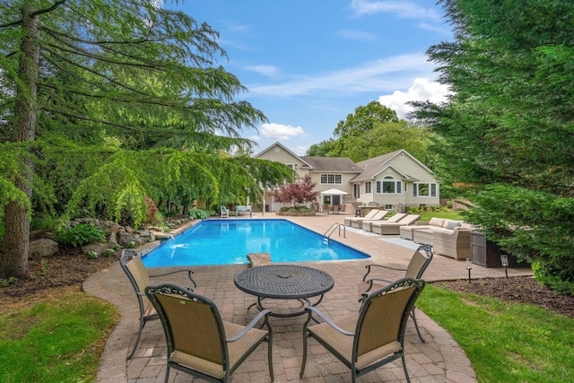 30 Salem Ridge Dr, Huntington, NY 11743 - outdoor pool with a patio area and an outdoor hangout area