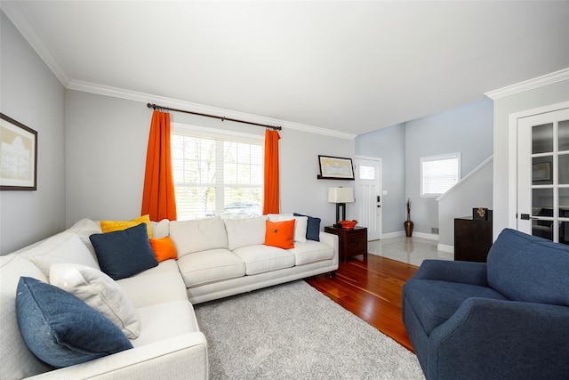 19 Bush Creek Ln, Poughquag, NY 12570 - living area with wood finished floors, ornamental molding, and baseboards