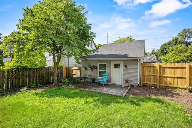 68 Silver Spring Rd, New Windsor, NY 12553 - back of property with a fenced backyard and a wooden deck