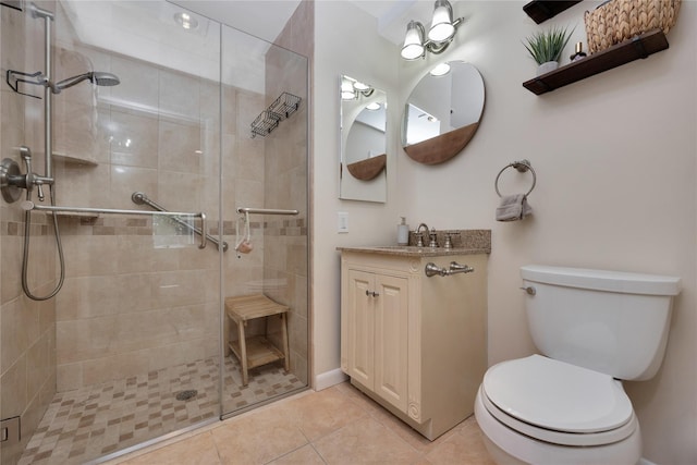 2985 Cheryl Rd, Merrick, NY 11566 - full bathroom with vanity, a shower stall, toilet, and tile patterned flooring