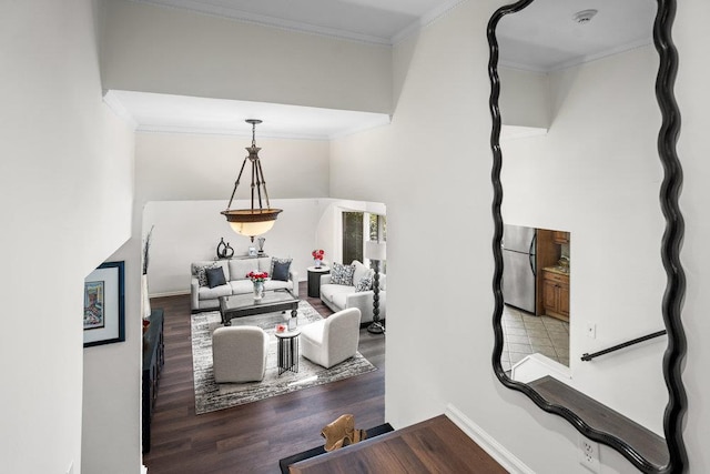 18 Birchwood Park Dr, Syosset, NY 11791 - living area with crown molding and wood finished floors